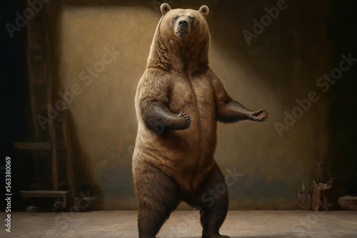 a large brown bear standing on its hind legs, animals, art illustration 