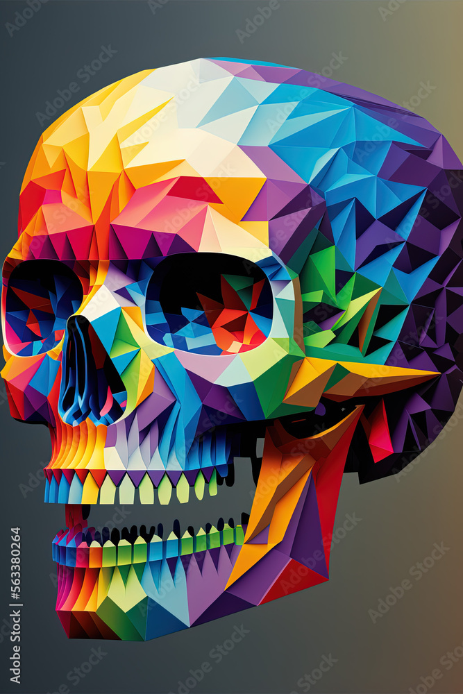 Fototapeta premium Vector illustration of colourful abstract skull