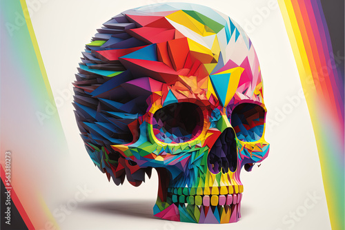 Vector illustration of colourful abstract skull photo