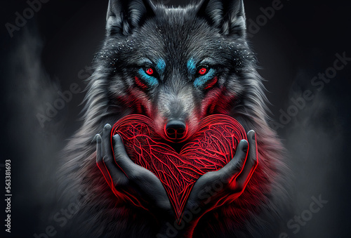A werewolf with a torn heart photo