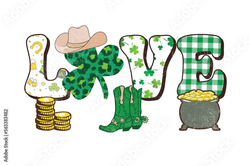 St. Patrick's day Western Sublimation Horse Shoe Cowboy T-shirt design