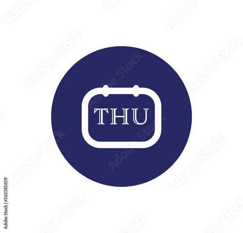 calendar icon button for Thursday. vector illustration day agenda or reminder symbol. 
