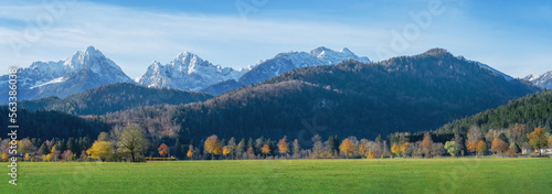 Panoramic view of Alps Tannheim Mountains - Schwangau, Bavaria, Germany