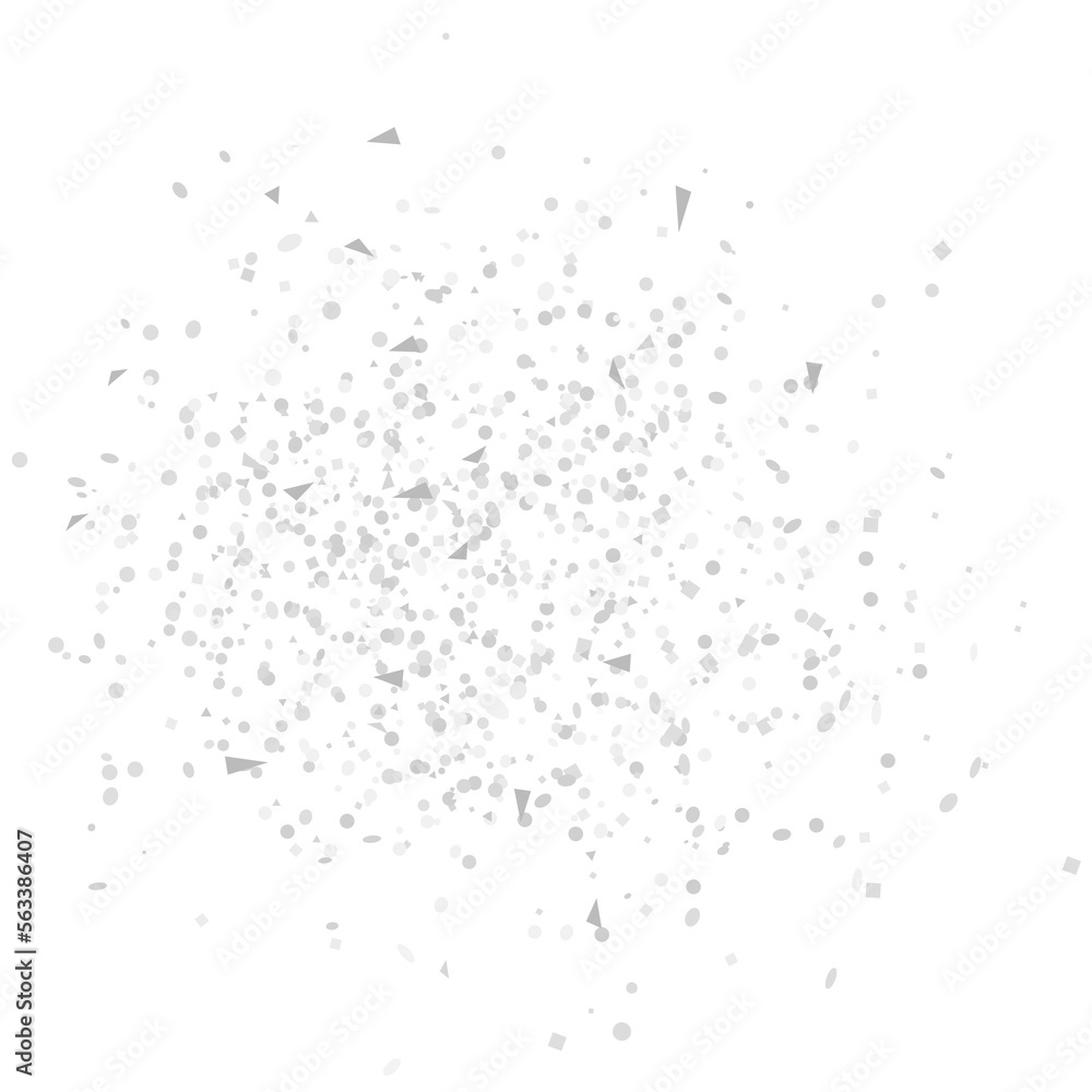 Confetti on isolated white background. Geometric holiday texture with glitters. Image for banners, posters and flyers. Black and white illustration