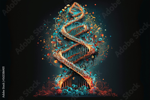 Concept of the Evolution of Human DNA Helix Illustration  Generative AI