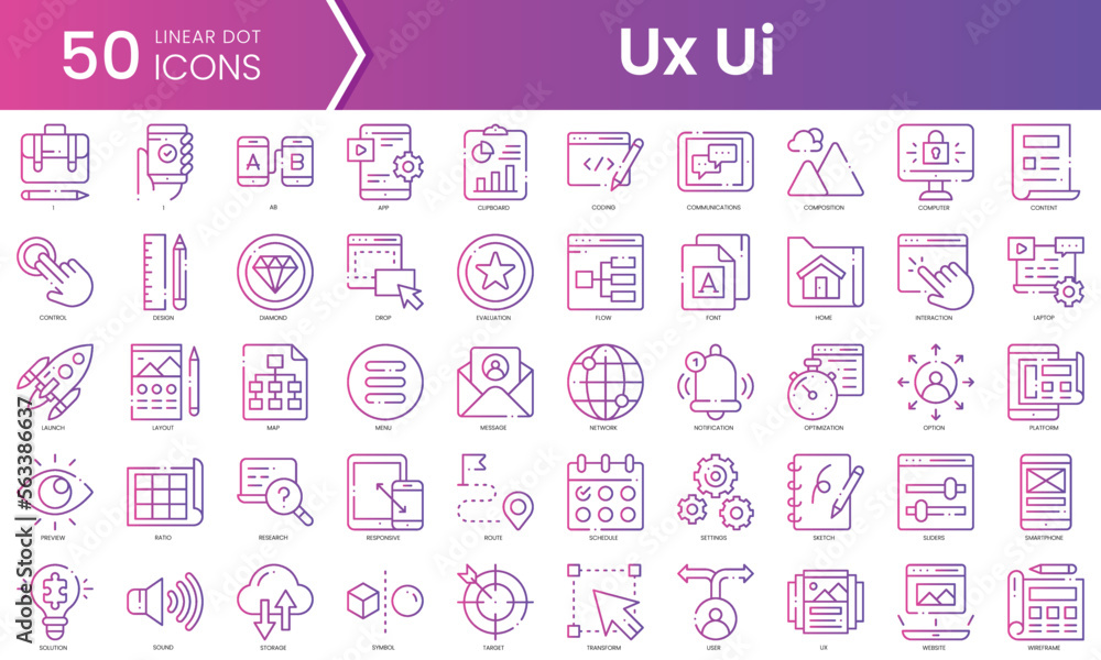 Vetor de Set of ux ui icons. Gradient style icon bundle. Vector ...