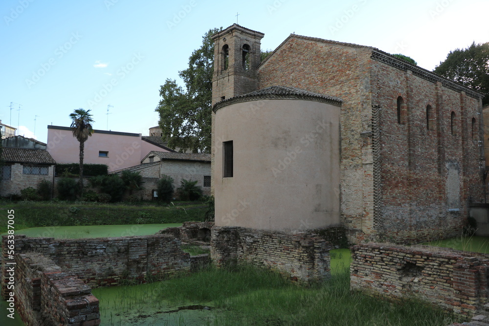Backside of Santa Croce church in Ravenna, Emilia Romagna Italy