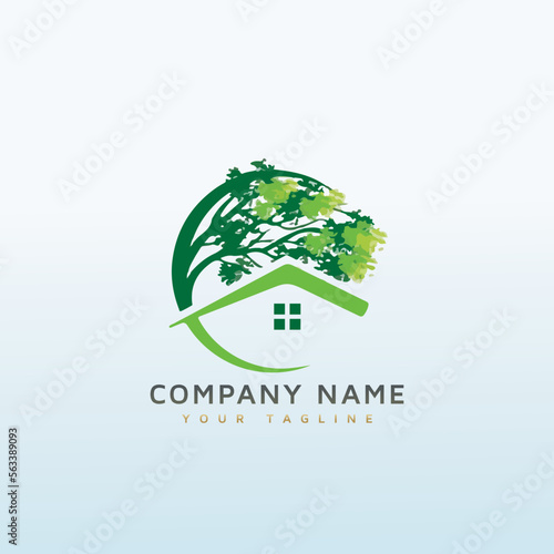 Village Tree vector logo design