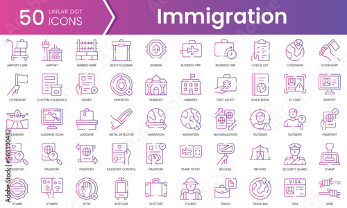 Set of immigration icons. Gradient style icon bundle. Vector Illustration photo