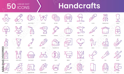 Set of handcrafts icons. Gradient style icon bundle. Vector Illustration