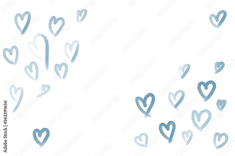Fototapeta premium minimalistic hand drawn painted hearts background white valentine's day