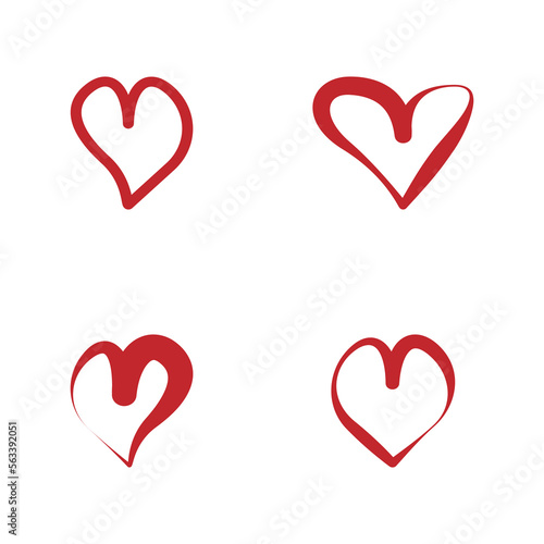 Heart icon set Hearts isolated on white background Symbol of love decorative design elements for valentines day Vector illustration