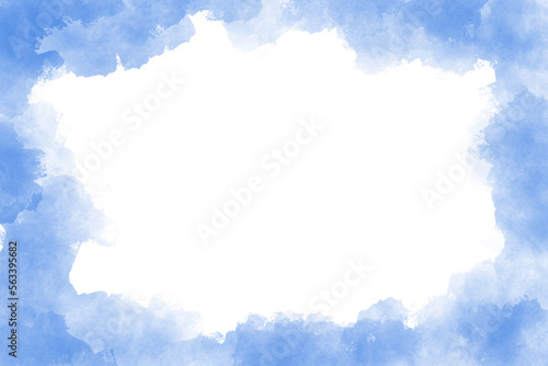 blue watercolor frame template sky background white center place space for text title cloud vignette paint painted painting  © ms16_photo