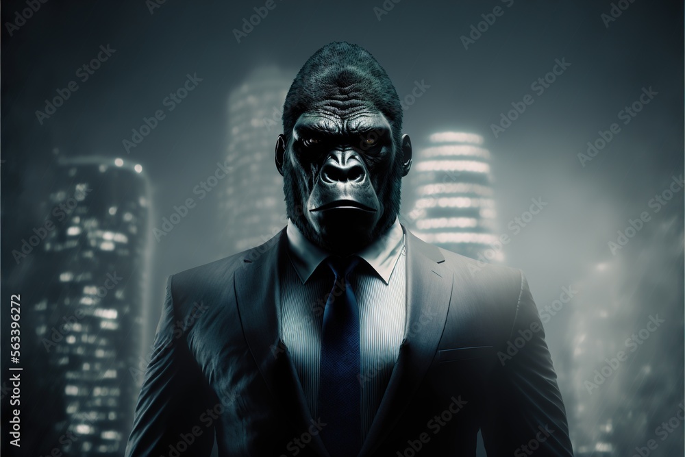 businessman in a suite with a gorilla head, gorilla in a suite, successful boss CEO concept businessman in a suite with a gorilla head, gorilla in a suite, successful boss CEO concept