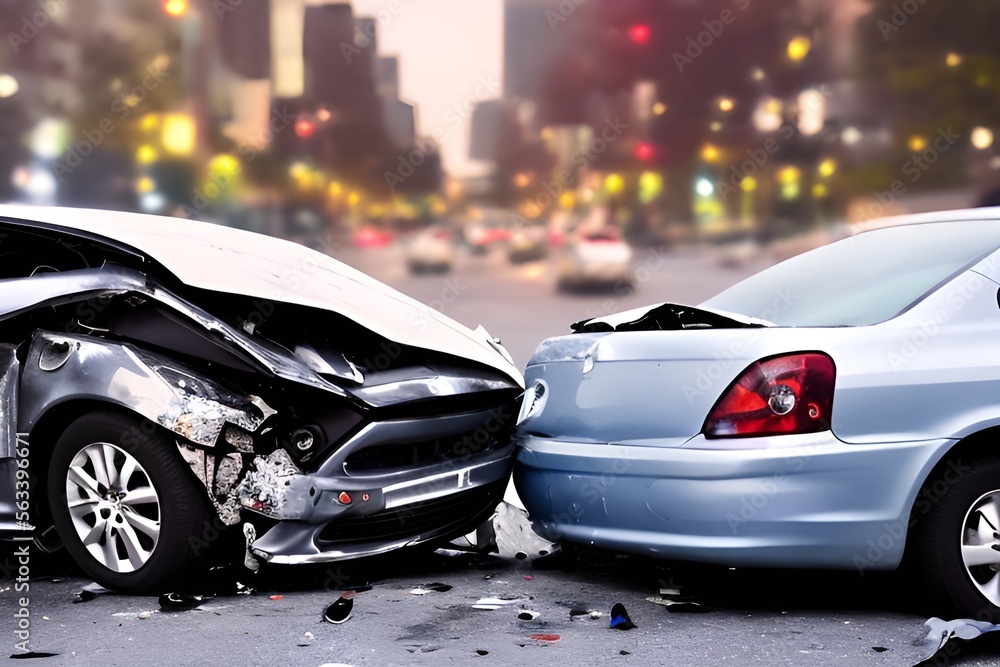 AI generated illustration car crash in the city AI generated illustration car crash in the city