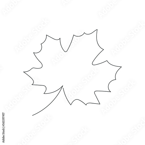 Maple leaf drawn in one continuous line. One line drawing, minimalism. Vector illustration.