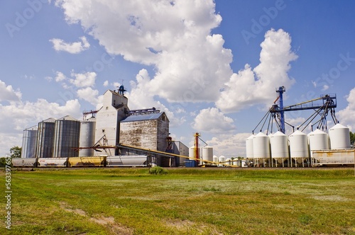 Grain elevators and silos in Saskatchewan, Canada.
