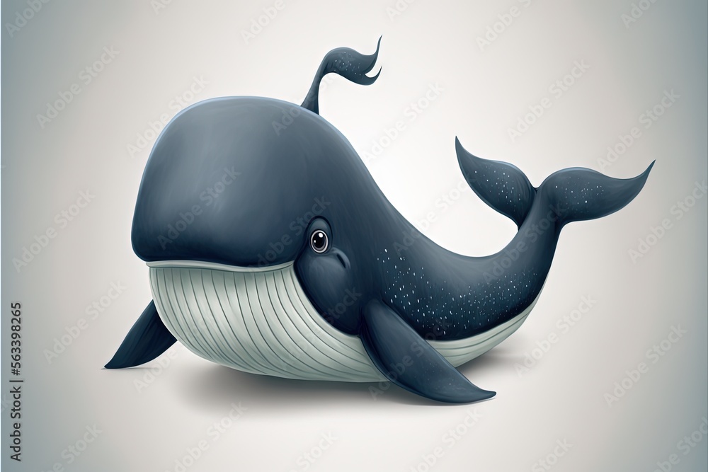 a cartoon whale with a big smile on its face and tail, sitting on the ...