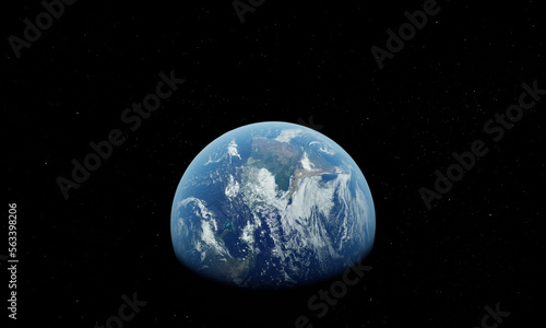 Very Realistic 3d Earth Render with Stars - South America