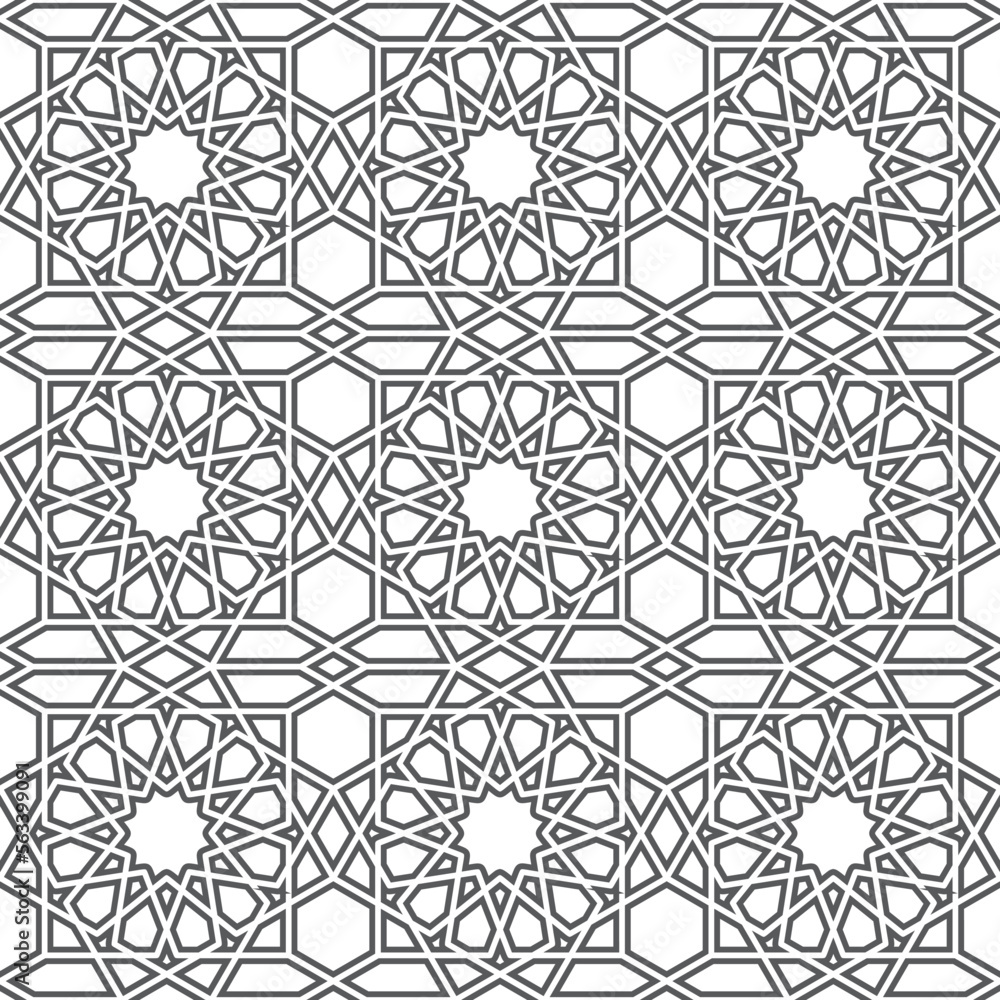 Seamless islamic pattern. Background vector illustration. Seamless girih pattern. Traditional Islamic Design. Mosque decoration element. Seamless geometric pattern. Vector ornamental pattern