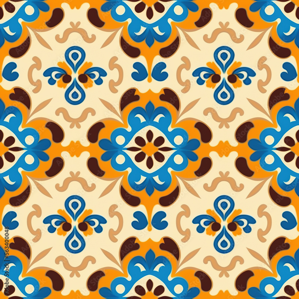 Modern pattern with Kazakh folk ornament - generated by Generative AI