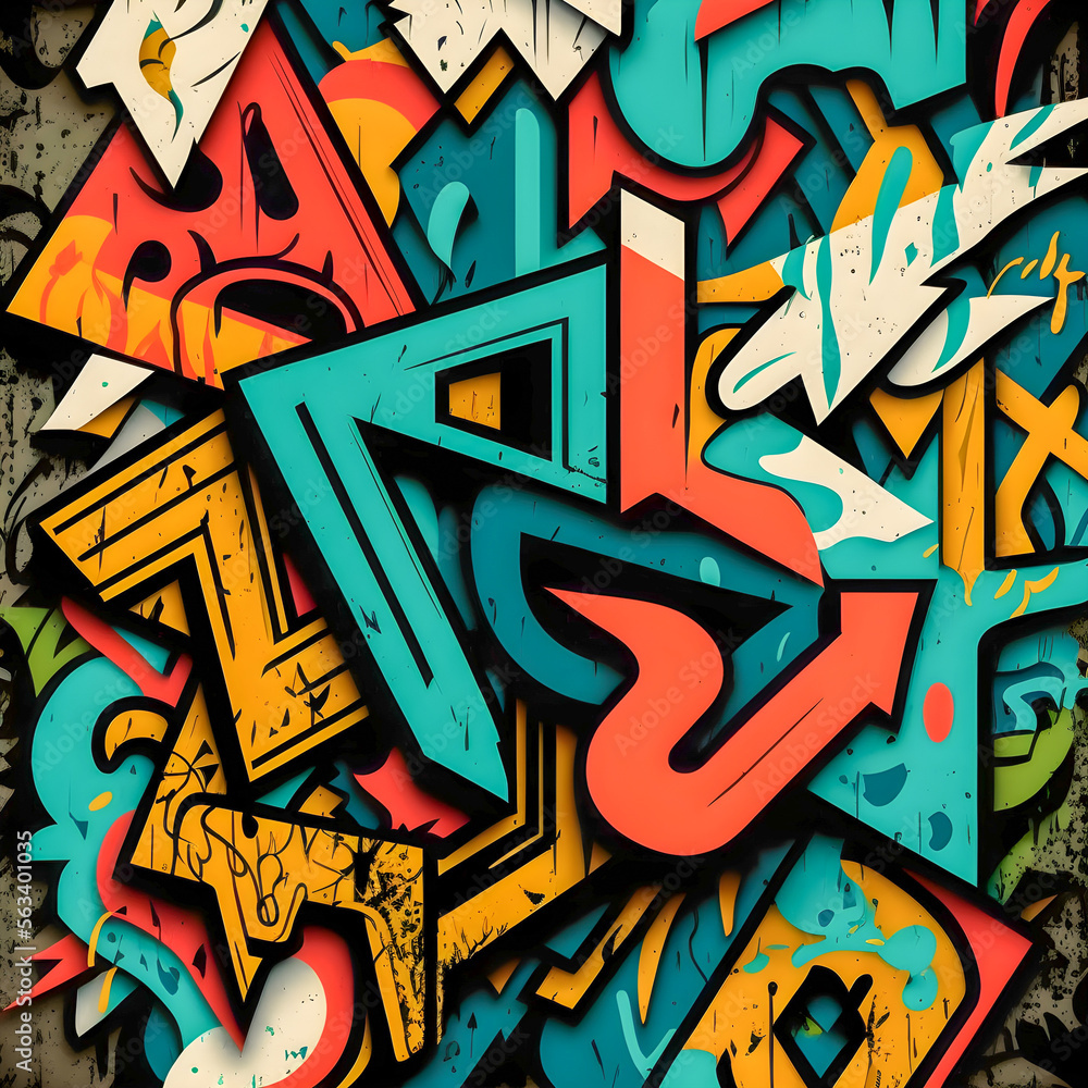 Obraz premium Oldschool graffiti pattern illustration Generative AI