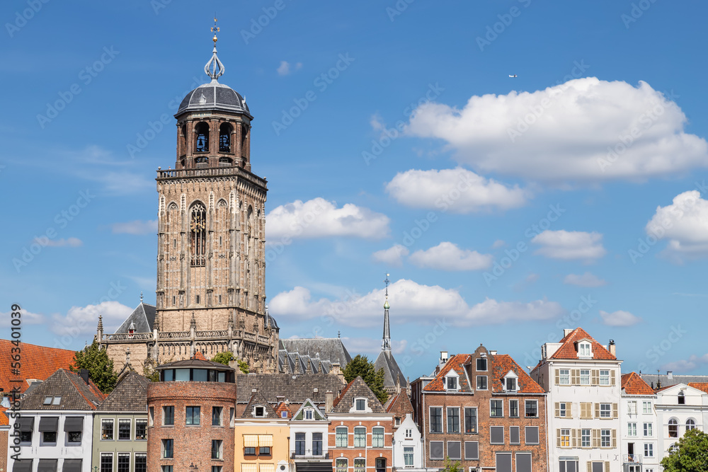 Cityscape of the historic old town of Deventer in Overijssel.