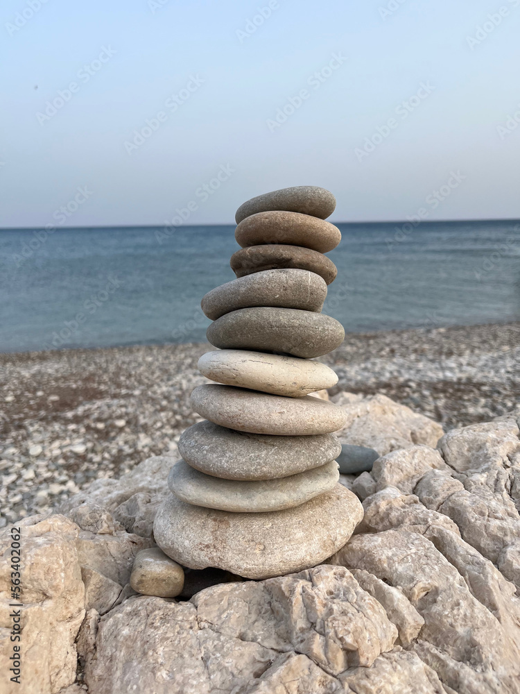 Fototapeta premium Stack of stones on beach