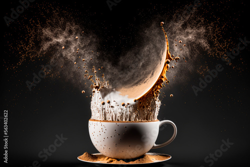 Conceptual image of a moon splashing into a latte mug