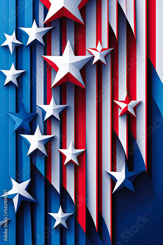 Stars and stripes vertical design, Fourth of July, USA, background, graphic. Generative AI