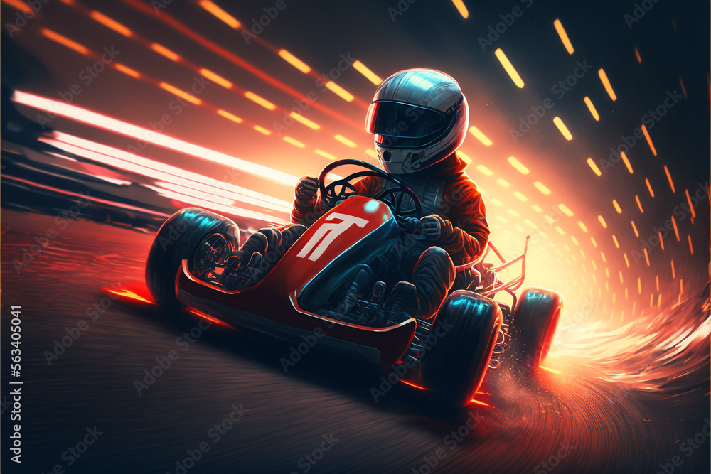 Go-Kart, Motorsports, Generative AI, Illustration - obrazy, fototapety, plakaty 