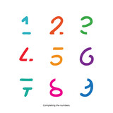 Complete the missing numbers activity for preschoolers. vector illustration