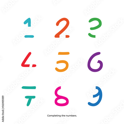 Complete the missing numbers activity for preschoolers. vector illustration