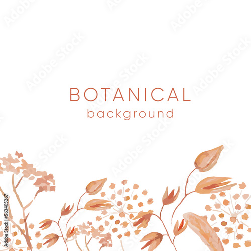 Botanical watercolor fields plants background suitable for Wedding Invitation, save the date, thank you, or greeting card.