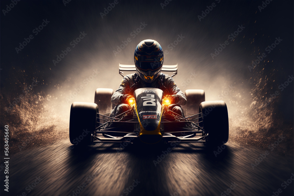 Go-Kart, Motorsports, Generative AI, Illustration - obrazy, fototapety, plakaty 