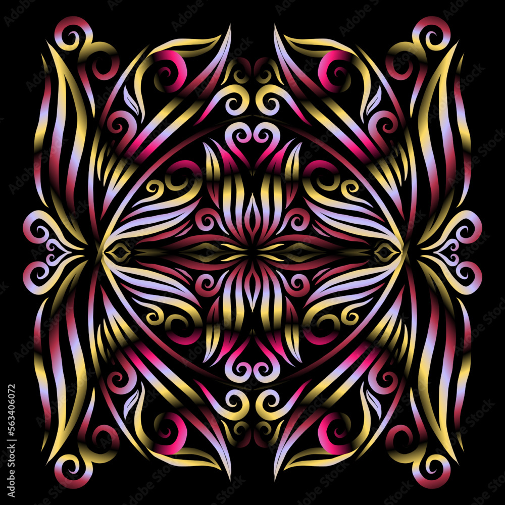 Beautiful colourful gradient line art of indonesian traditional abstract batik dayak ornament for design template elements commercial ads Beautiful colourful gradient line art of indonesian traditional abstract batik dayak ornament for design template elements commercial ads