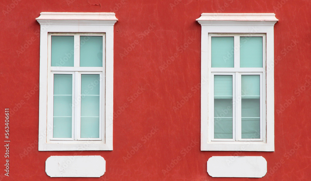 Spain. Canary Islands. Gran Canaria island. Las Palmas de Gran Canaria. Detail of facade with two windows