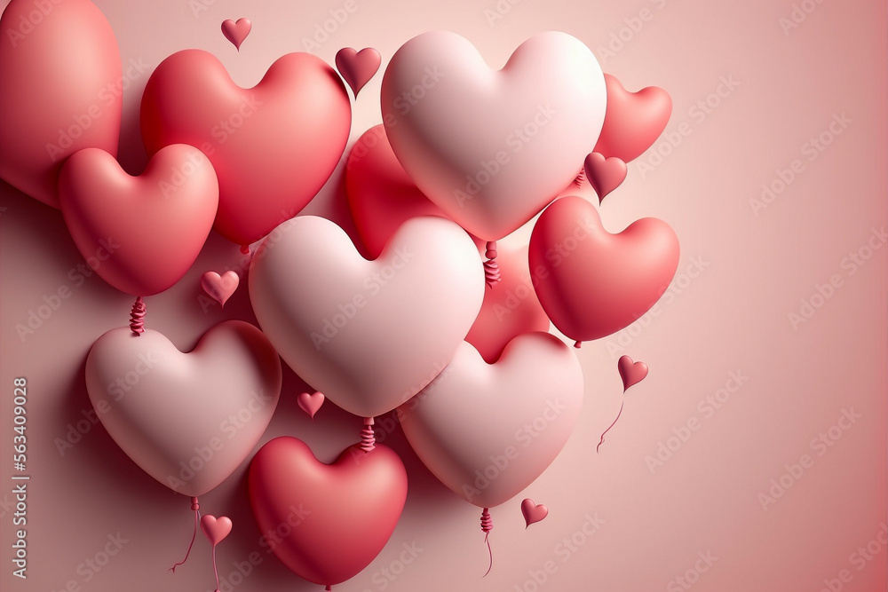 Hearts Shaped Balloons valentine Background - Generative Ai