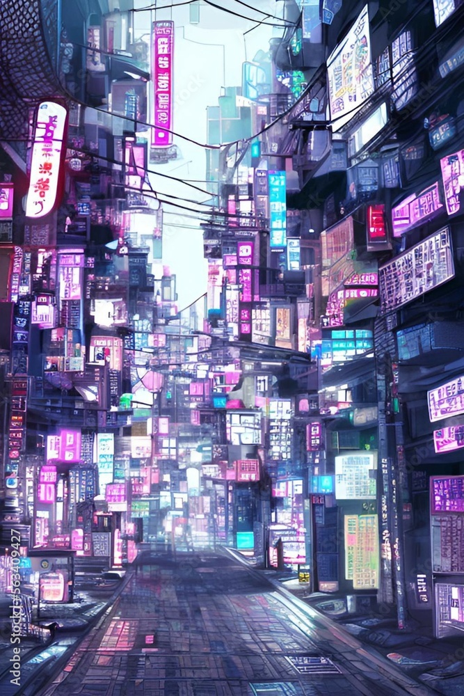 Cyberpunk city neon generated by AI