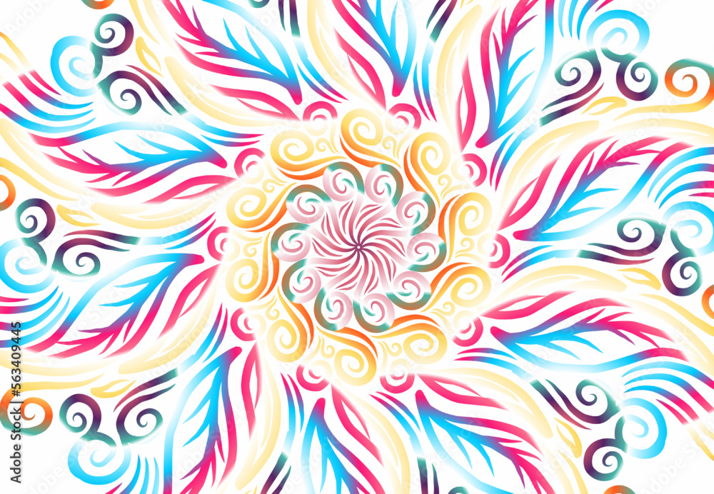Fototapeta premium Beautiful colourful gradient line art of indonesian traditional abstract batik dayak ornament for design template elements commercial ads