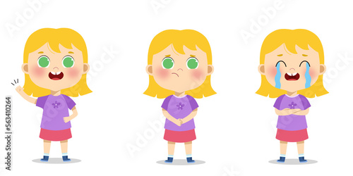 illustration three expressions of children