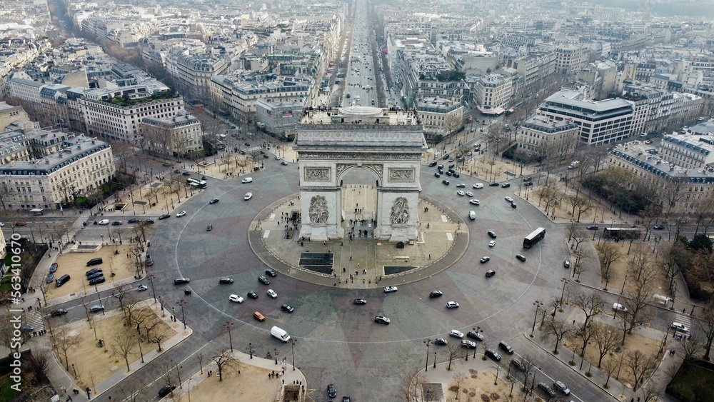Drone photo Arc de Triomphe Paris France europe