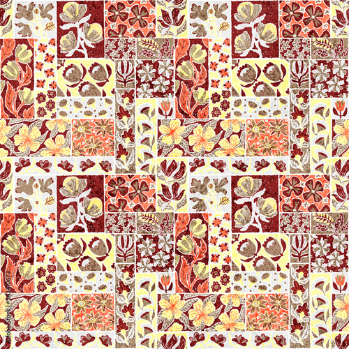 Seamless pattern in patchwork style. Print for home textiles. Vector illustration.