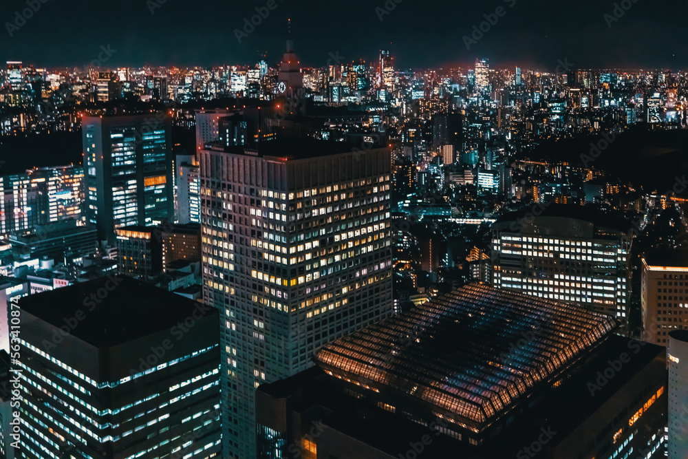 Skyscrapers at night in Shinjuku, Tokyo, Japan Skyscrapers at night in Shinjuku, Tokyo, Japan