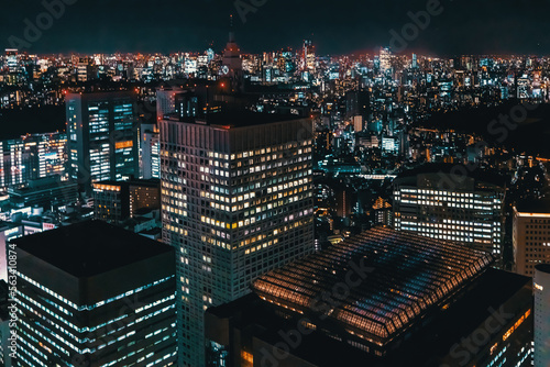 Canvas Print Skyscrapers at night in Shinjuku, Tokyo, Japan