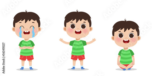 illustration three expressions of children boy