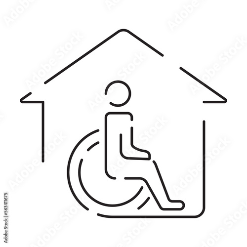 disabled people line Icons. Vector illustration wheelchair, older, handicapped, deaf and Social issue outline icon