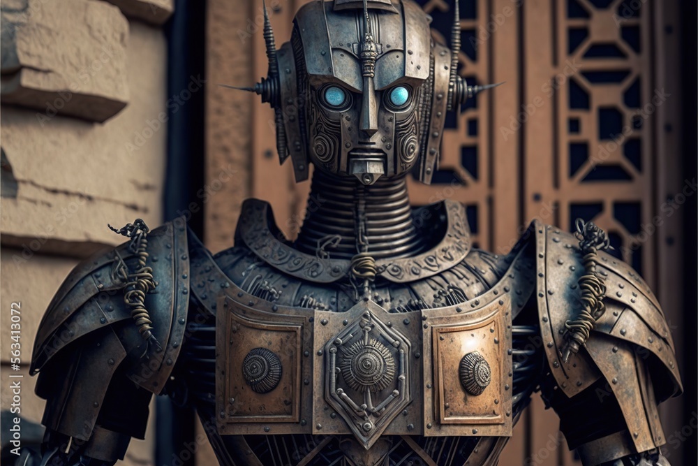 Antique statue made of robot, created with Generative AI technology Antique statue made of robot, created with Generative AI technology