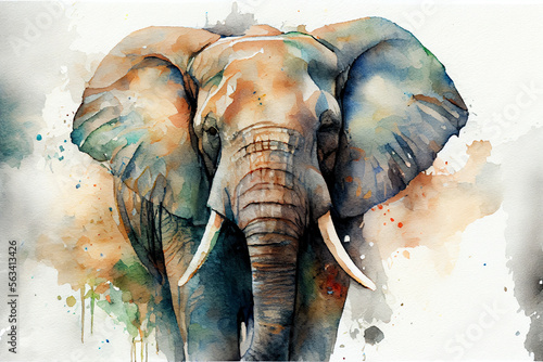 Elefant in Aquarellfarben isoliert auf weißen Hintergrund. Generative Ai photo