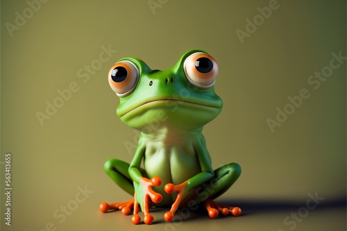 Shrugging cute frog with copy space, created with Generative AI technology